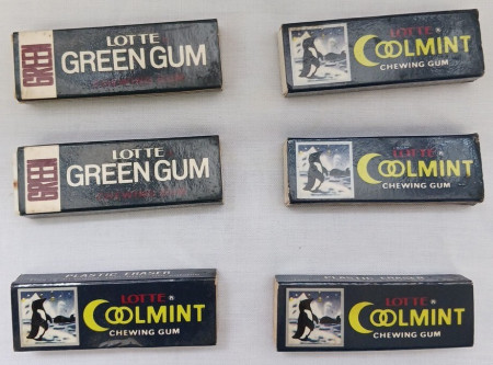 6 Erasers, Showa Retro, Lotte Green Gum, Cool Mint Gum.